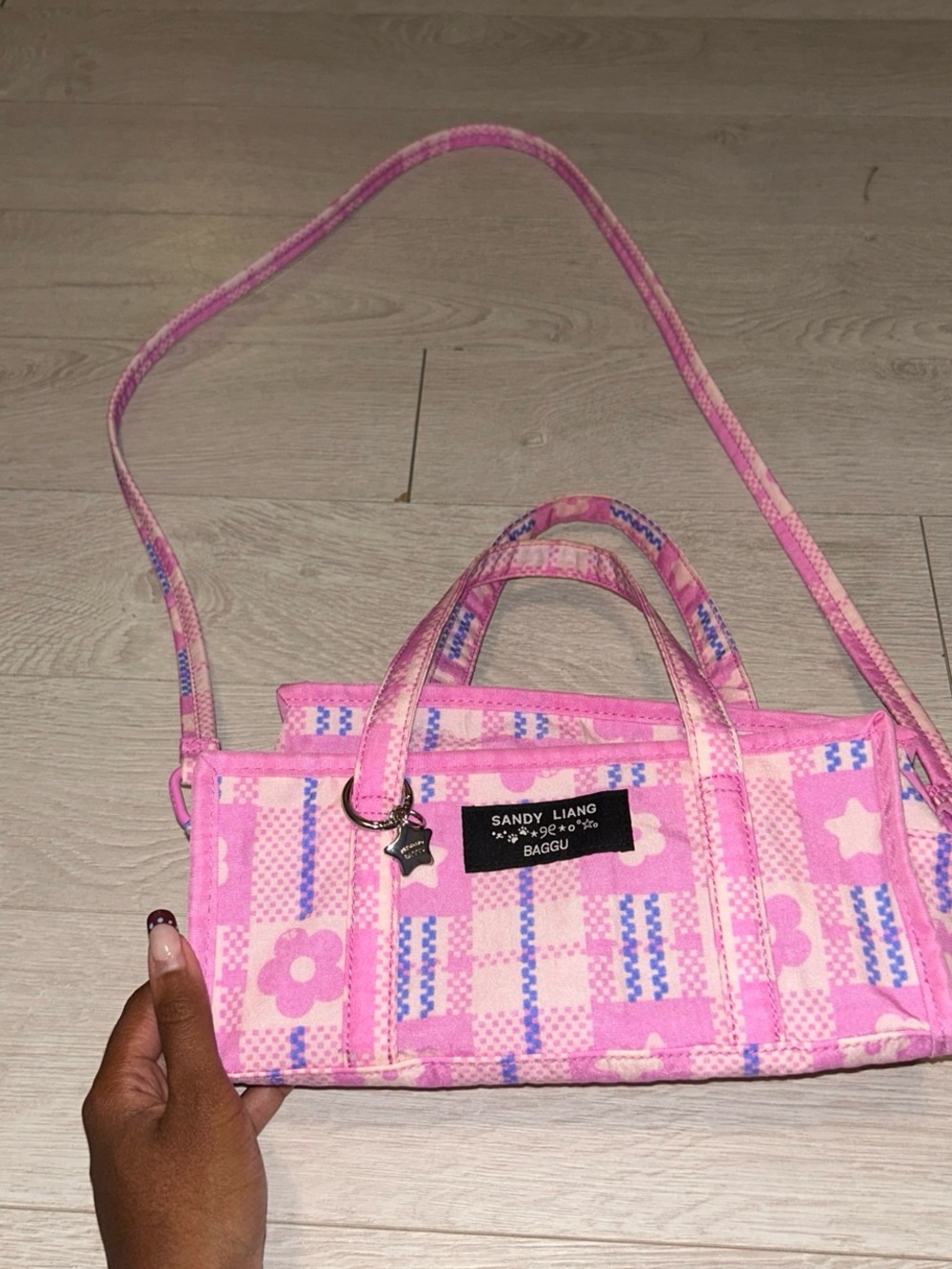 BAGGU Pink Patterned Crossbody Mini Tote